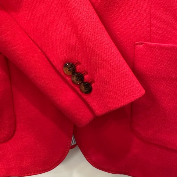 Talbots Aberdeen Pique Knit Women's Red Blazer 8 Pin Stripe Lining - Picture 5 of 7